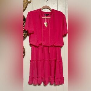 Dokotoo Women  Short Sleeve Split V Neck Ruffle Chiffon size Large